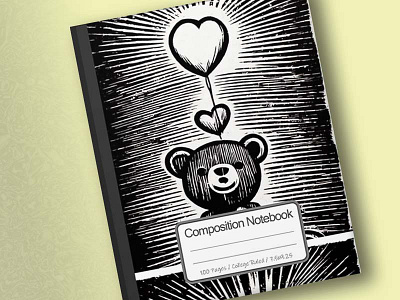 Cover of Cute Bear Looking At Heart Shape Love Balloon 2d art artwork branding conanjett design illustration
