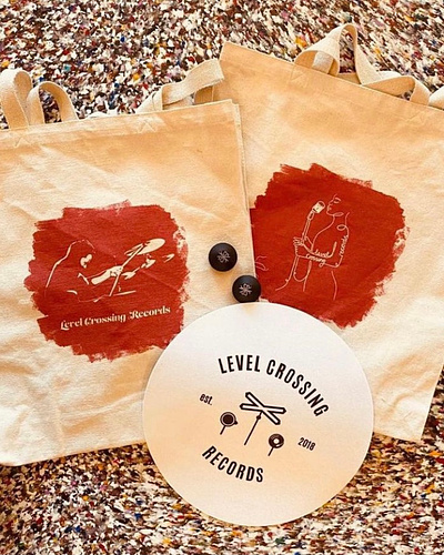 Level Crossing Records - Tote Bag branding design illustration line drawing merchandise minimalist music tote bag