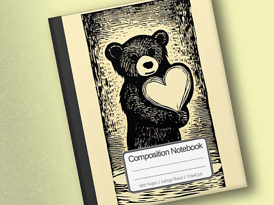 Cover of Thinking Bear Holding Heart Shape Love 2d art artwork branding conanjett design illustration
