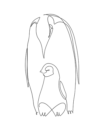 Penguins animals design illustration line drawing minimalist