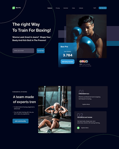 Landing page to Train for Boxing branding design landing logo web