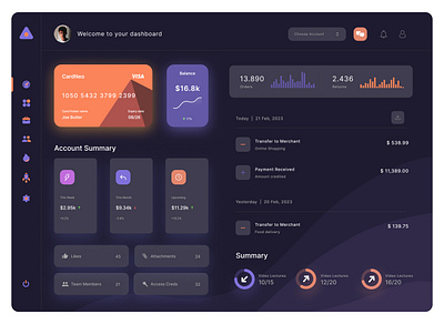 Dashboard UI Concept card card management dashboard design expense ui web app