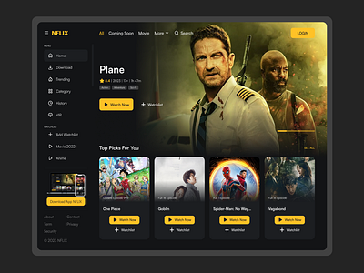 Exploration - Streaming Website Concept design landing page movie streaming streaming website ui ui design