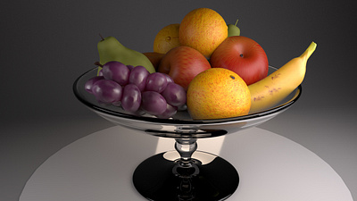Still life_ Fruit in a glass bowl 3d illustration
