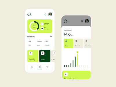 Weekly 08 app design energy green interface layout menu minimal nav power product product design solar sun ui ux