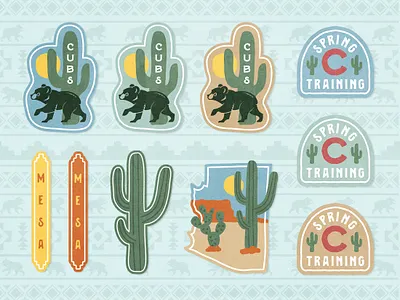 Chicago Cubs Spring Training Social Stickers arizona branding chicago chicago cubs cubs design hand drawn handdrawn illustration mesa stickers