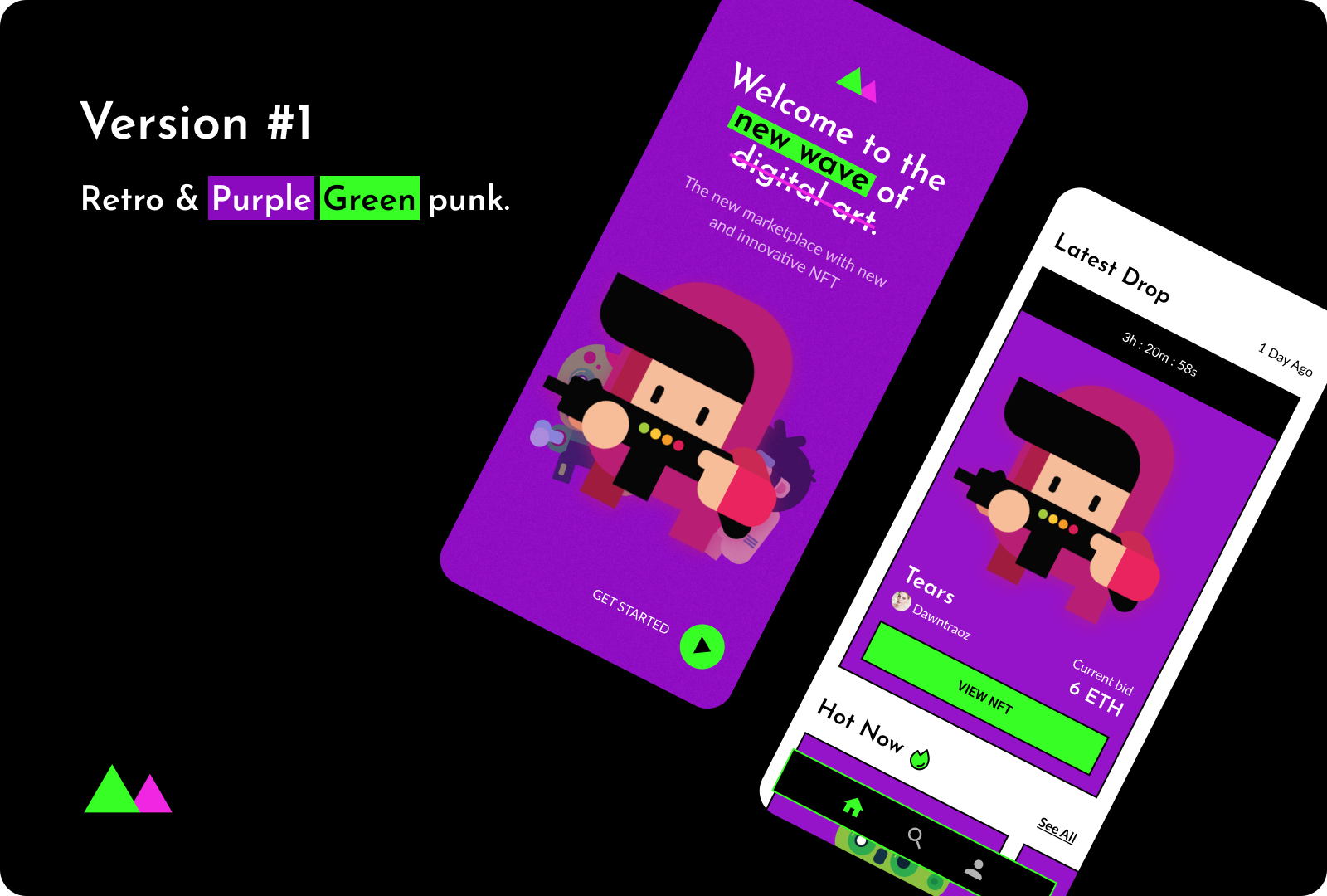 Visual exploration initial fase of the Retro & Purple-Green punk style