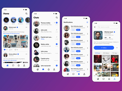 Modern chat app - Light theme - Android & iOS UI app clean app ui graphic design mobile app ui modern app ui modern apps motion graphics ui uidesign uiux ux