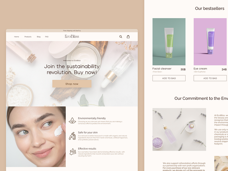 UI Design for an ecological skincare E-commerce by Daryna on Dribbble