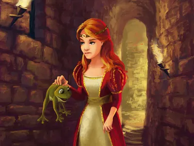 Illustration for book The Frog Prince 2d book illustration cartoon character character design childrens book digital illustration illustration