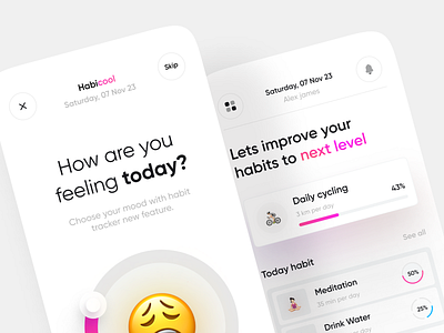 Habicool - Habit Tracker analythics app app design application cycling fitness gradient habit management minimal mobile mobile app productivity progress routine task todolist ui user interface ux