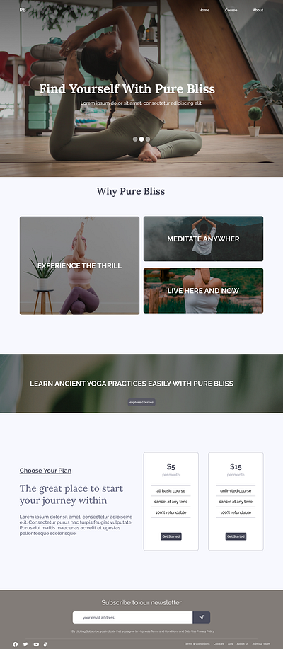 Pure Bliss Yoga Website design ui ux