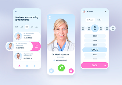 Medical service, Mobile App UI design app blue design doc doctor flat health healthcare light medical medicine mobile online service ui