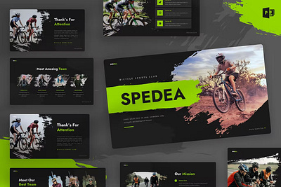 Spedea - Bicycle Sports Club Powerpoint Template design keynote powerpoint ppt presentation template