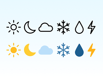 Weather Icons cloud cloudy drop fare icons lightning moon snow snowflake sun sunny weather