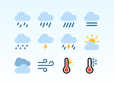 Weather Icons (2) cloud clouds downpour fog heavy rain high temperature icon icons lightning low temperature rain shower thermometer weather weather app wind