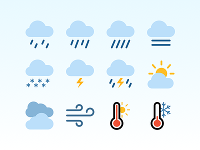Weather Icons (2) cloud clouds downpour fog heavy rain high temperature icon icons lightning low temperature rain shower thermometer weather weather app wind
