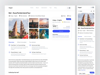Trepel - Destination Detail Page adventure clean destination detail page responsive simple tourism travel travel agency travel responsive traveler traveling trip ui uiux ux web app webapp website website design