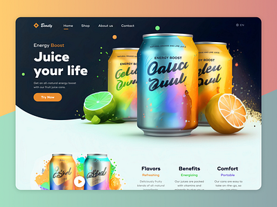 Fruit Juice eCommerce - Web Design can cans drink ecommerce fruit juice fruit juice landing page fruit juice webdesign fruit juice website fruite juice juice ecommerce juice website landing page ui web site design webdesign website