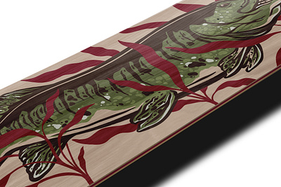 Pike fish - Tstd Deck skateboard illustration