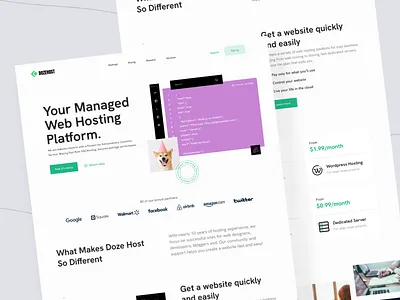 Dozehost landing page design cloud management code data management dedicated server design development domain domain hosting email hosting hosting landing page plan pricing page product design server vps web builder web design web hosting wordpress
