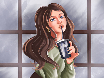 girl and coffee art character design fashion art fashion illustration girl graphic design illustration shot