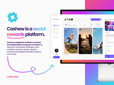 Cashew Demo app application branding brightcolours design fun logo photos productdesign purple sharing social socialmedia ui uix ux webapp website