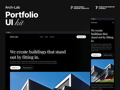 Arch-Lab Portfolio UI Kit design figma kit figma template portfolio kit portfolio template ui ux website template