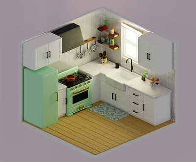 Cozy Kitchen 3d blender blender3d creative cute design isometric kitchen render