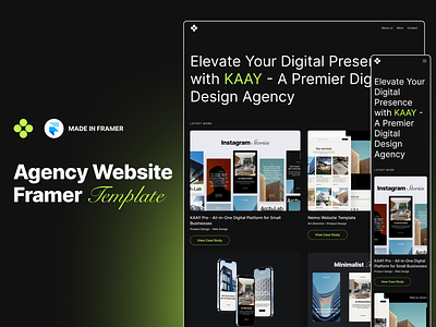 Kaay Agency Website - Framer Template agency kit agency portfolio agency template digital design agency framer framer template framer website react website