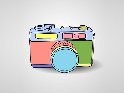 Camera camera icon illustration line vintage
