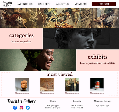 TeachArt Gallery Desktop Website Mockup art gallery mockup responsive website ui ux website