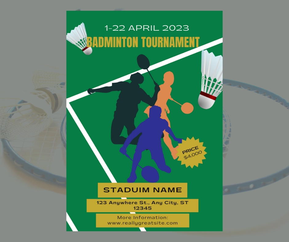 Badminton Tournament Flyer DIY Canva Badminton Tournament -  Portugal