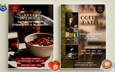 Minimal restraunt/cafe flyer in canva brand branding breakfast cafe coffee coffee date date delicious delivery fast food flyer food food menu foodies graphic design meals menu design minimal online order