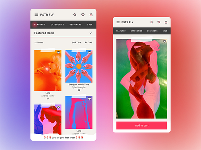 Mobile eCommerce Site ~ PSTR FLY ecommerce mobile shop.