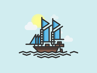 Phinisi Boat boat illustration line phinisi sea ship sulawesi
