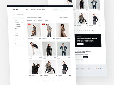 Fashion E-commerce - Product Catalog Page card cart catalog catalog page clothing e commerce fashion filter list marketplace minimal online shop online store product card product page shopify shopping ui website woocommerce