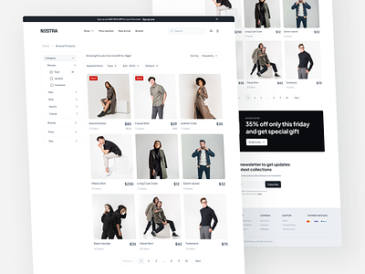 Fashion E-commerce - Product Catalog Page card cart catalog catalog page clothing e commerce fashion filter list marketplace minimal online shop online store product card product page shopify shopping ui website woocommerce