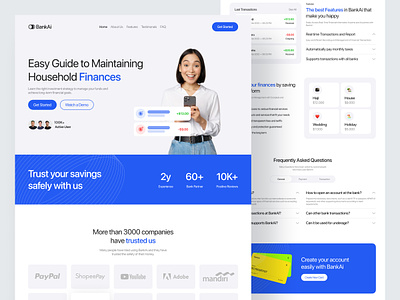 BankAi - Finance Landing Page bank bank company profile banking app company profile compro finance finance app financial fintech home page investment landing mobile banking money page ui ux web design website