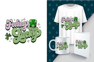 Feeling Lucky St. Patrick's Day Quote Design best t shirt design graphic design illustration patrick day t shirt t shirt design