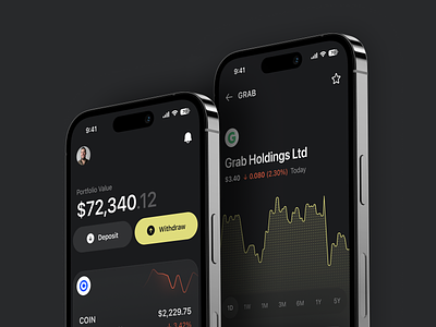 Dexx - Stock Investment 📈 analytics app chart currency dark finance fintech investment ios iphone 14 pro market mobile portfolio stock stock investment trading ui ux