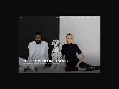 L'agence, pet fashion model agency landing page english fashion figma french high end fashion landing page luxury brand marketing motion design paris pet luxury accessories pet modeling prototype ui uiux design ux