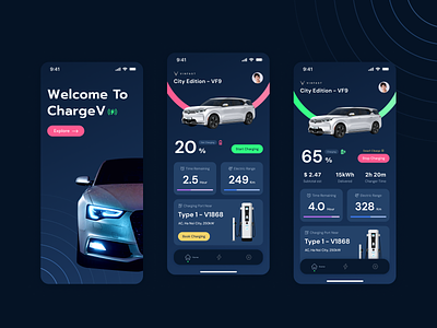 CHARGEV - Electric Car Charging App app app mobile application car charging charge ui ui design ux ui uxui