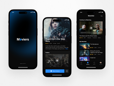 Moviers - Movie Streaming App app application branding design film flat illustration interface minimalist mobile modern movie netflix ott streaming uiux video