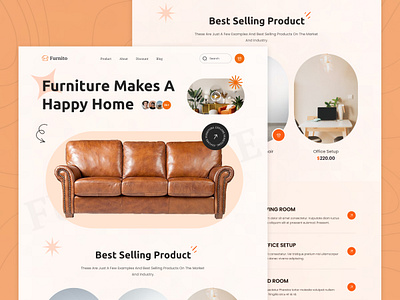 Furnito - Furniture landing page branding chair clean decoration design e shop ecommerce funiture furniture web furnitureui header hero section interior landing page online store sofa ui uiux web page website design