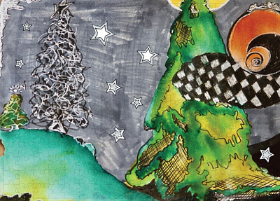 Doodling... aqua checkers christmastrees colorful doodling gray green holidays orange patterns