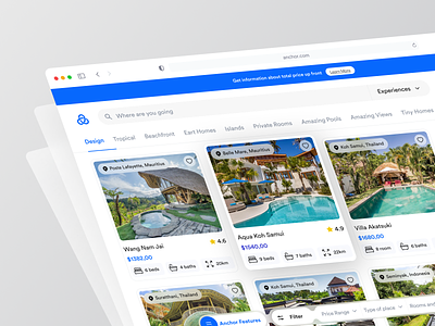 Anchor - Accommodation Marketplace 🔥 accommodation airbnb booking dashboard design expedia marketplace product design real estate reservation resort travel traveling trip ui ux vacation vacationrental villa web app