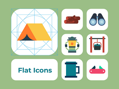 Camping Flat icons art camping design flat icon graphic design icon illustration illustrator logo ui vector