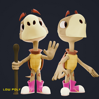 old turtle character low poly old turtle