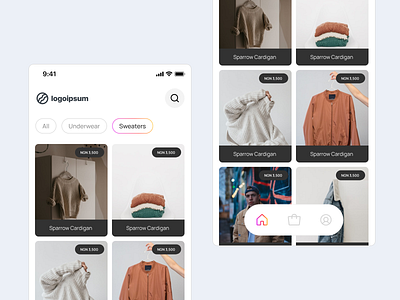 E-commerce app - Item listing page app buy ecommerce mobile app shopping sweater